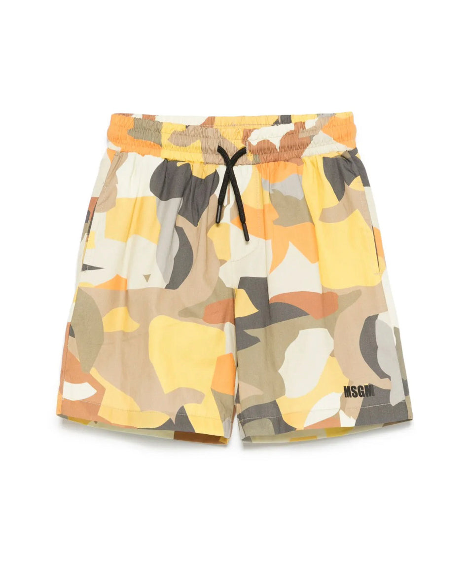 MSGM Kids Bermuda Multicolor con Logo per Bambini (fronte)
