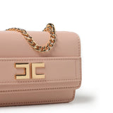 Elisabetta Franchi La Mia Bambina Borsa a Spalla Rosa con Placca Logo