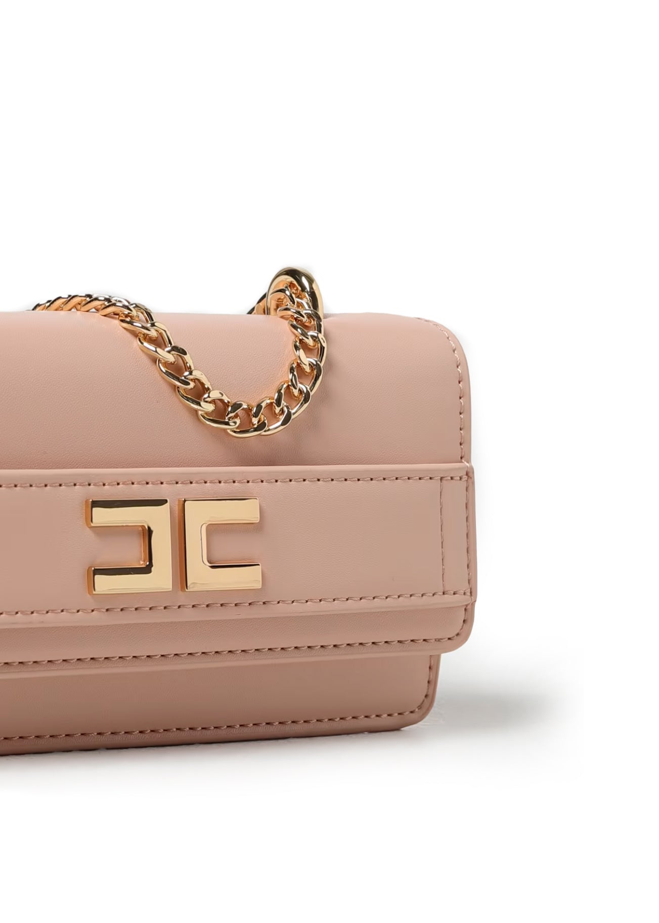 Elisabetta Franchi La Mia Bambina Borsa a Spalla Rosa con Placca Logo