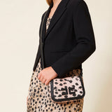 Elisabetta Franchi La Mia Bambina Bosa a Spalla con Motivo Animalier e Logo a Contrasto per Bambine