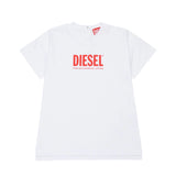 Diesel Kids Abito Bianco con Logo Stampato per Neonate