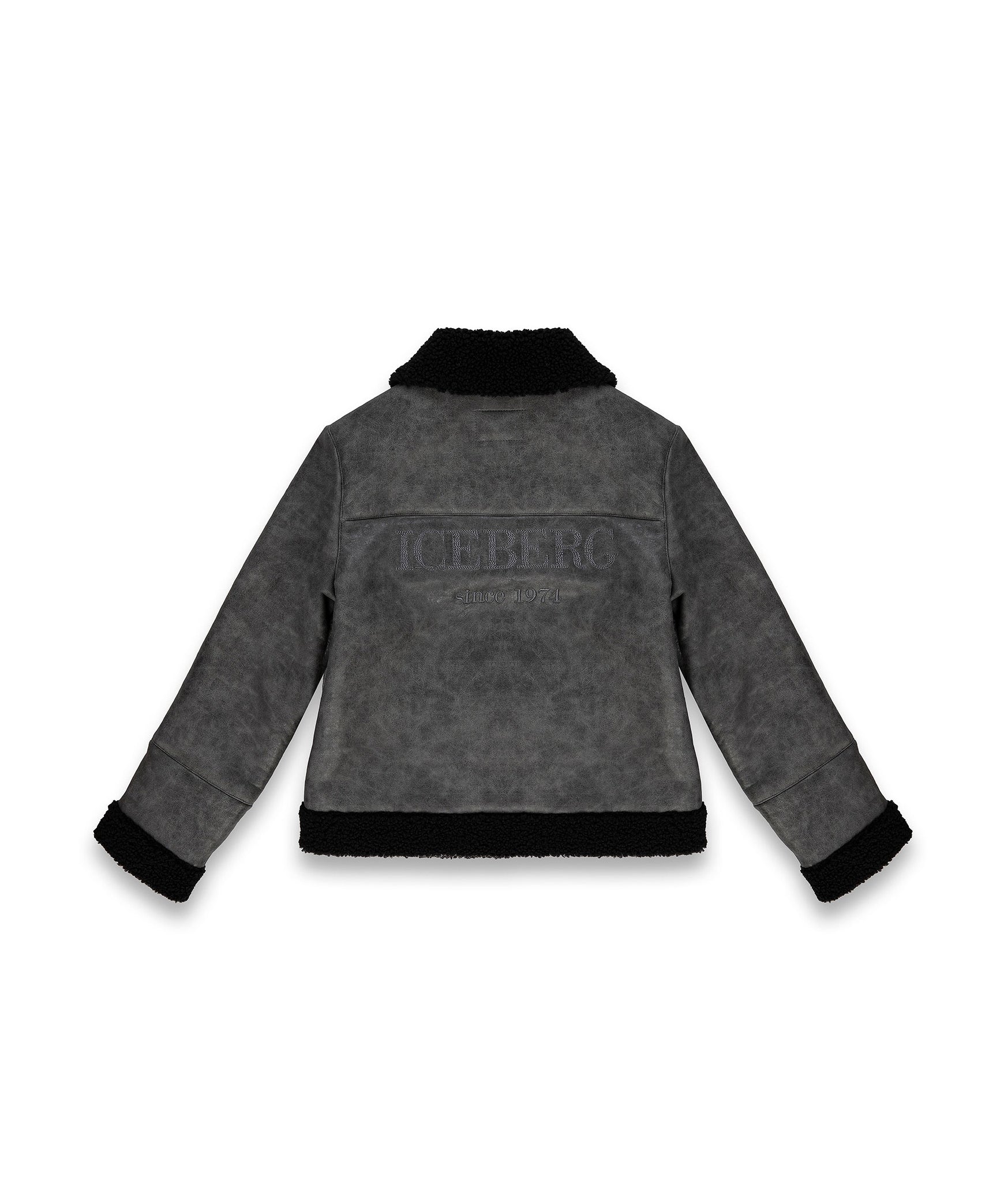 Iceberg Kids Giacca Grigia con Colletto in shearling Nero e Tasche Frontali per Bambini