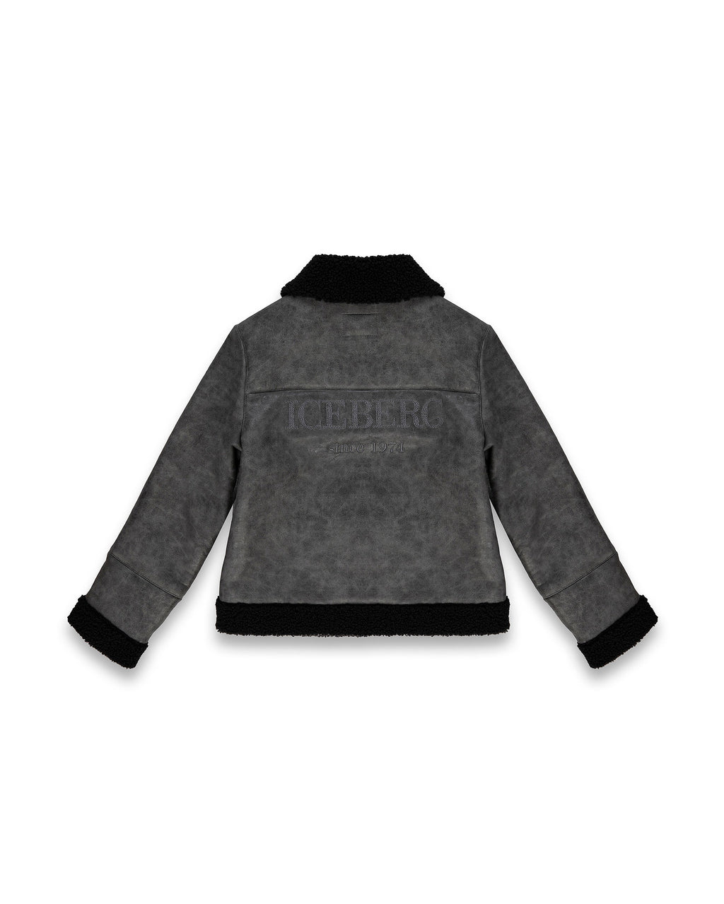 Iceberg Kids Giacca Grigia con Colletto in shearling Nero e Tasche Frontali per Bambini