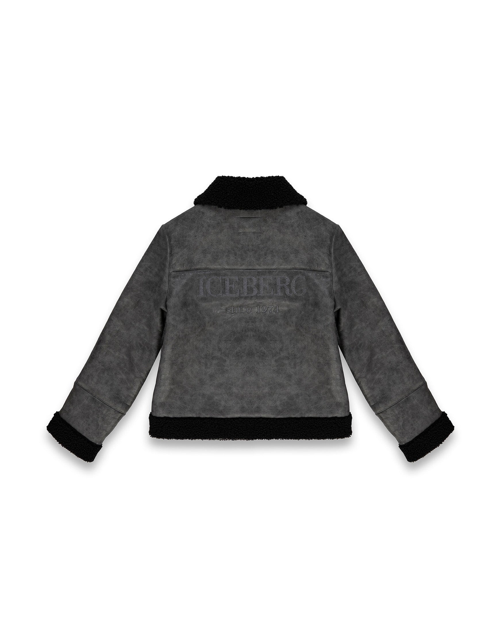 Iceberg Kids Giacca Grigia con Colletto in shearling Nero e Tasche Frontali per Bambini