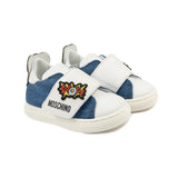 Moschino Kids Sneakers in Denim con Chiusura a Strappo e Toppe per Neonati
