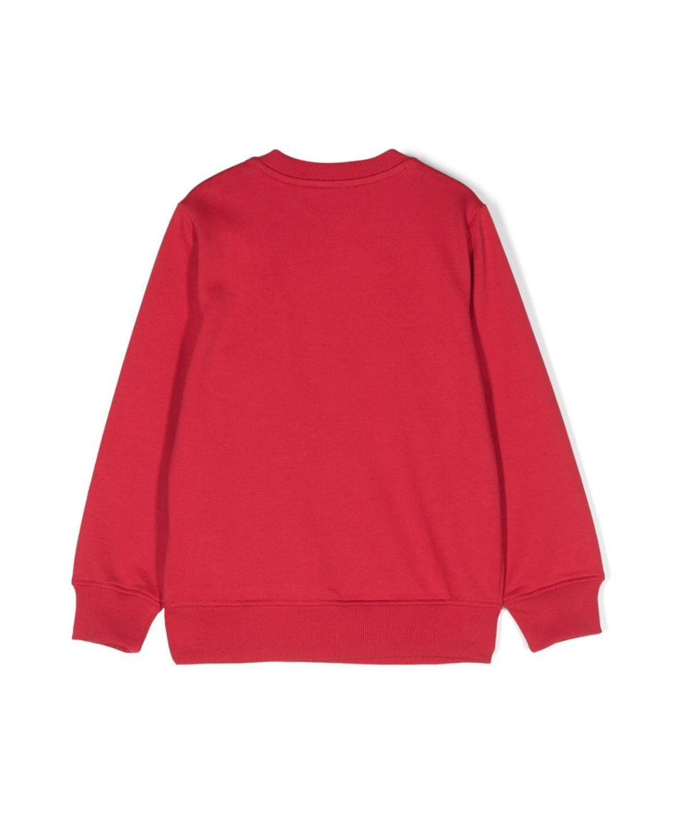 Moschino Kids Felpa Rossa Girocollo con Logo Teddy Bear per Bambini (retro)