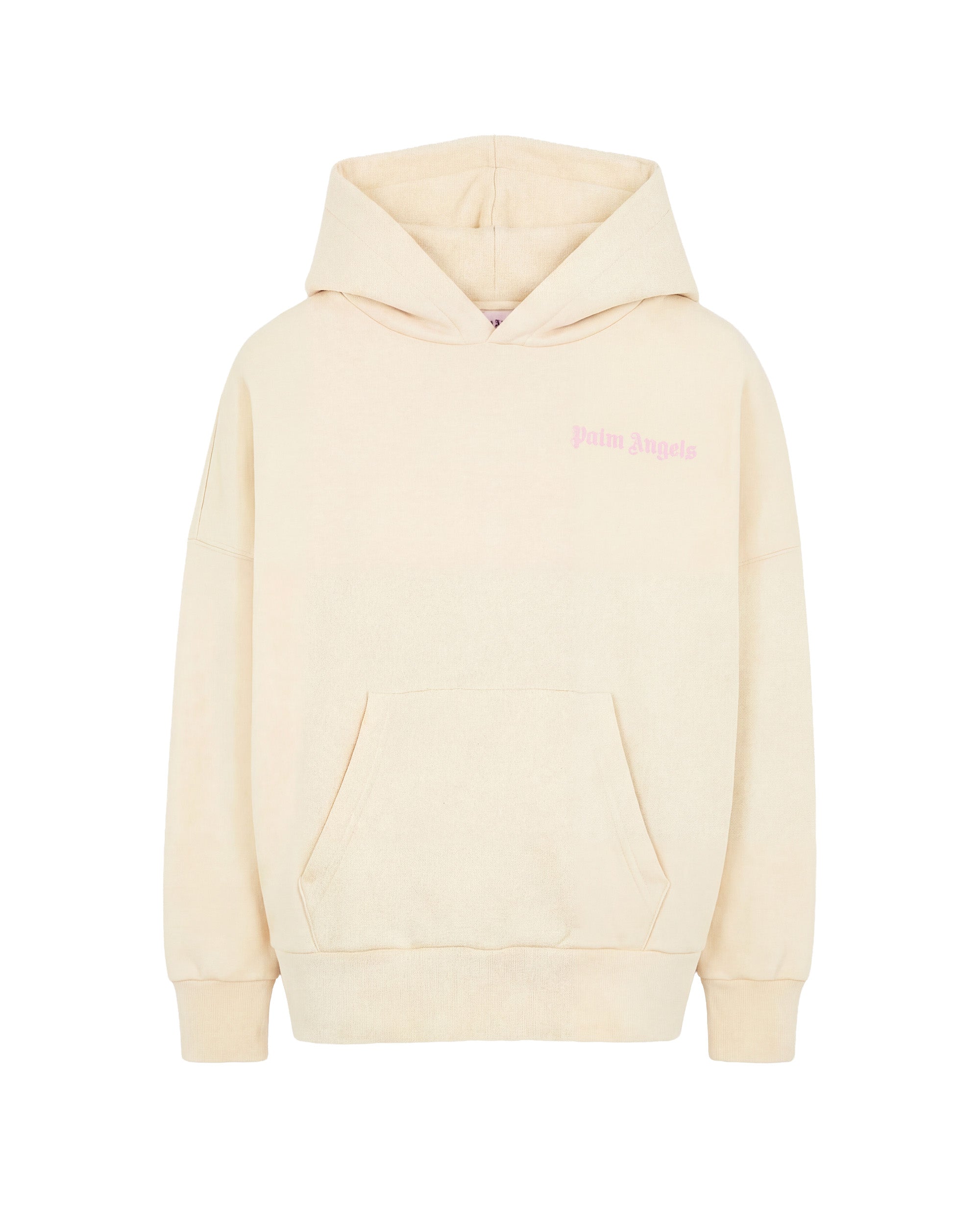 Palm Angels Kids Felpa Panna con Stampa Logo per Bambine