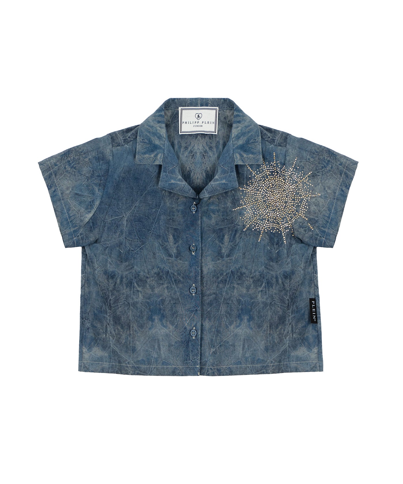Philipp Plein Kids Camicia in Denim con Applicazione Strass per Bambine