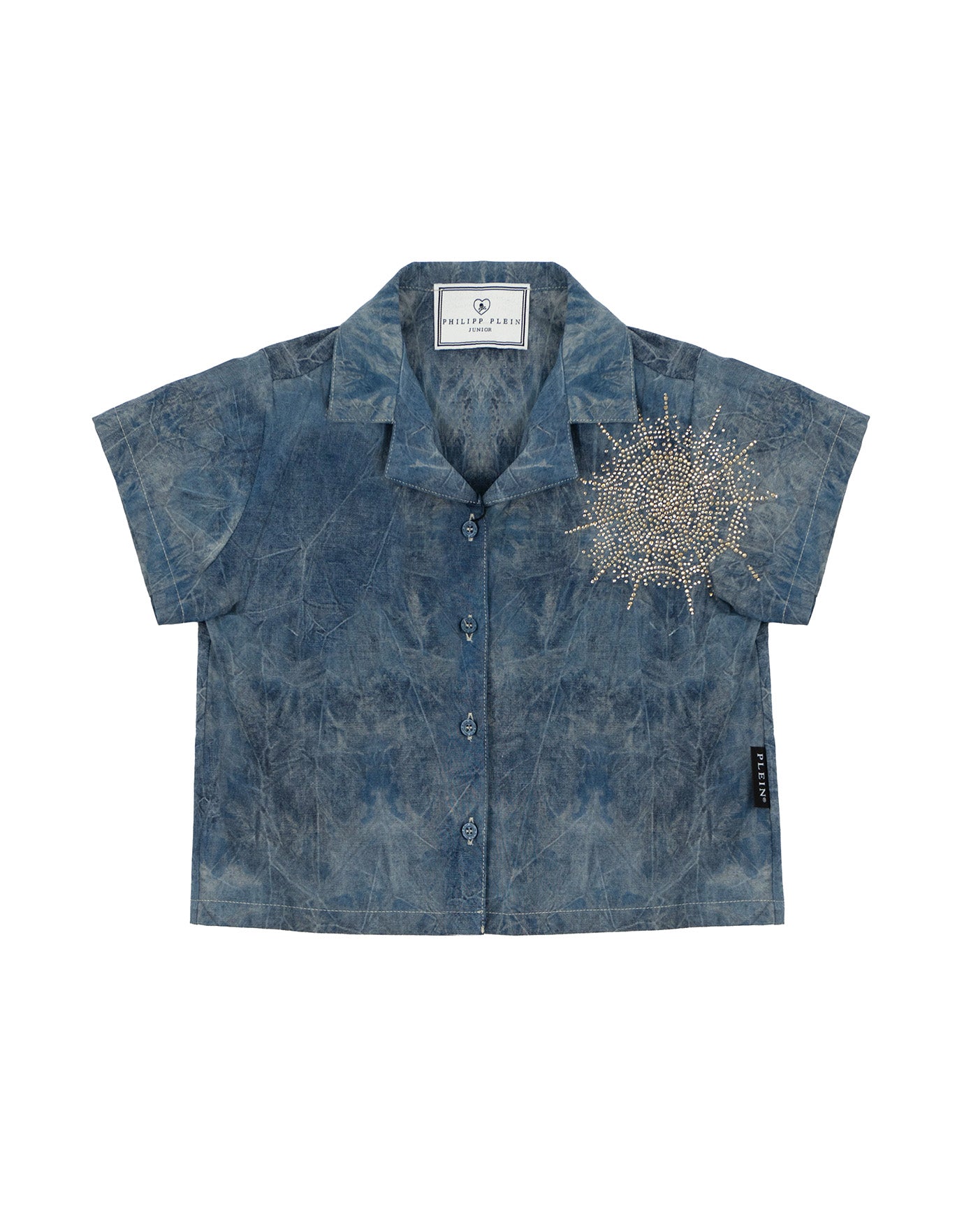 Philipp Plein Kids Camicia in Denim con Applicazione Strass per Bambine