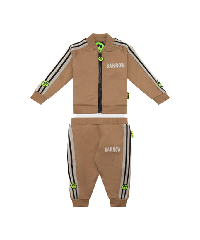 Barrow Kids Felpa co Pantaloni Marrone con Logo per Neonati