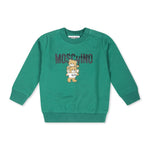 Moschino Kids Felpa Verde con Stampa Logo Teddy Bear per Neonati