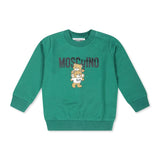 Moschino Kids Felpa Verde con Stampa Logo Teddy Bear per Neonati
