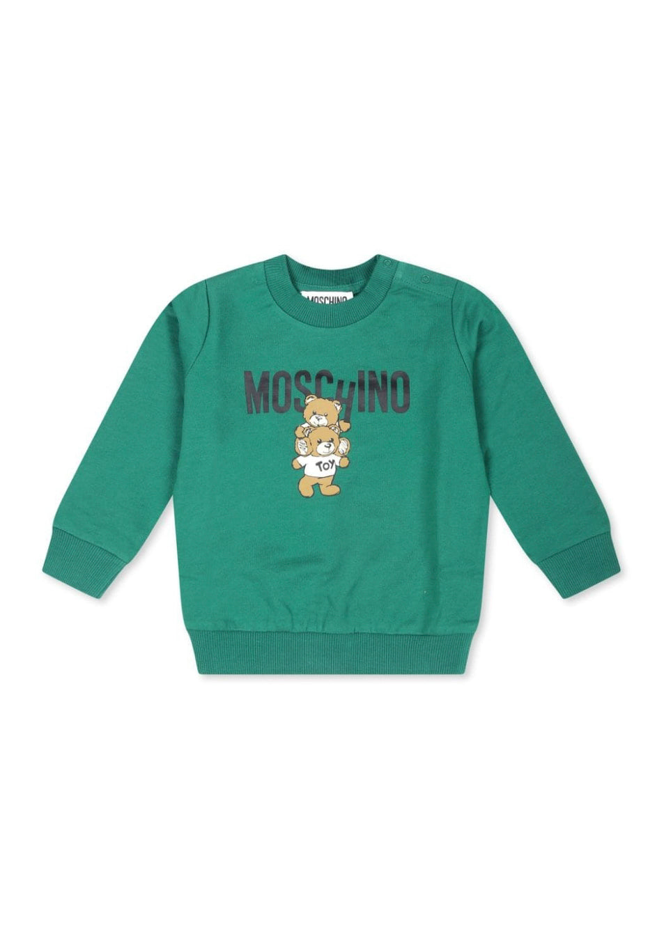 Moschino Kids Felpa Verde con Stampa Logo Teddy Bear per Neonati
