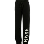 MSGM Kids Pantaloni in Tuta Neri con Logo per Bambini