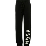 MSGM Kids Pantaloni in Tuta Neri con Logo per Bambini