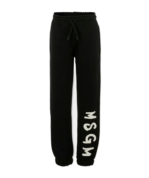 MSGM Kids Pantaloni in Tuta Neri con Logo per Bambini