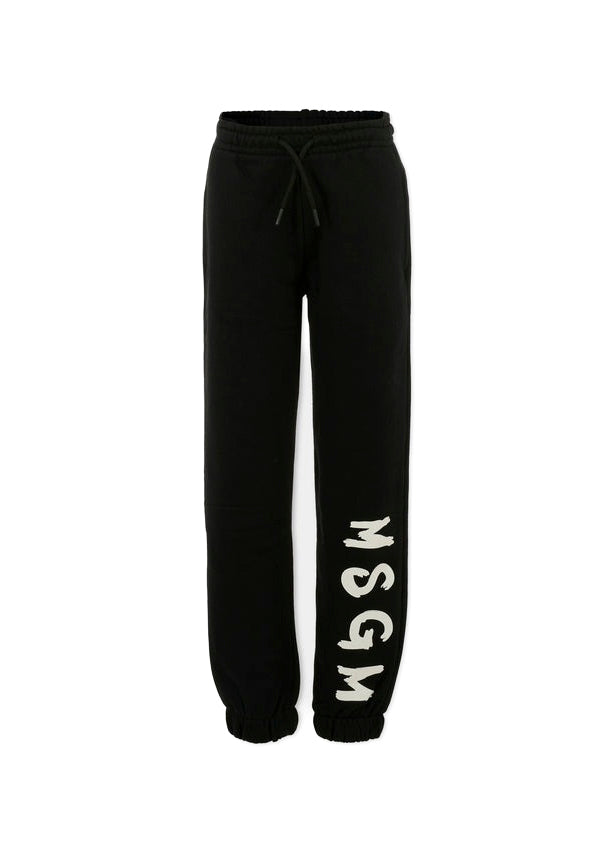 MSGM Kids Pantaloni in Tuta Neri con Logo per Bambini