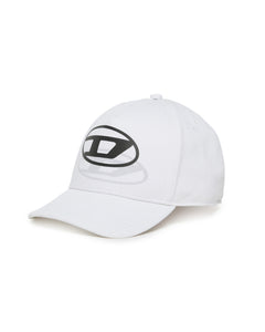 Diesel Kids Cappello Bianco con Logo Oval D a Contrasto Unisex per Bambini