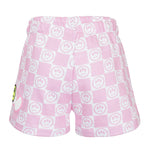 Barrow Kids Short Fantasia a Scacchi Rosa e Bianco con Stampe Logo per Bambine
