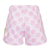 Barrow Kids Short Fantasia a Scacchi Rosa e Bianco con Stampe Logo per Bambine