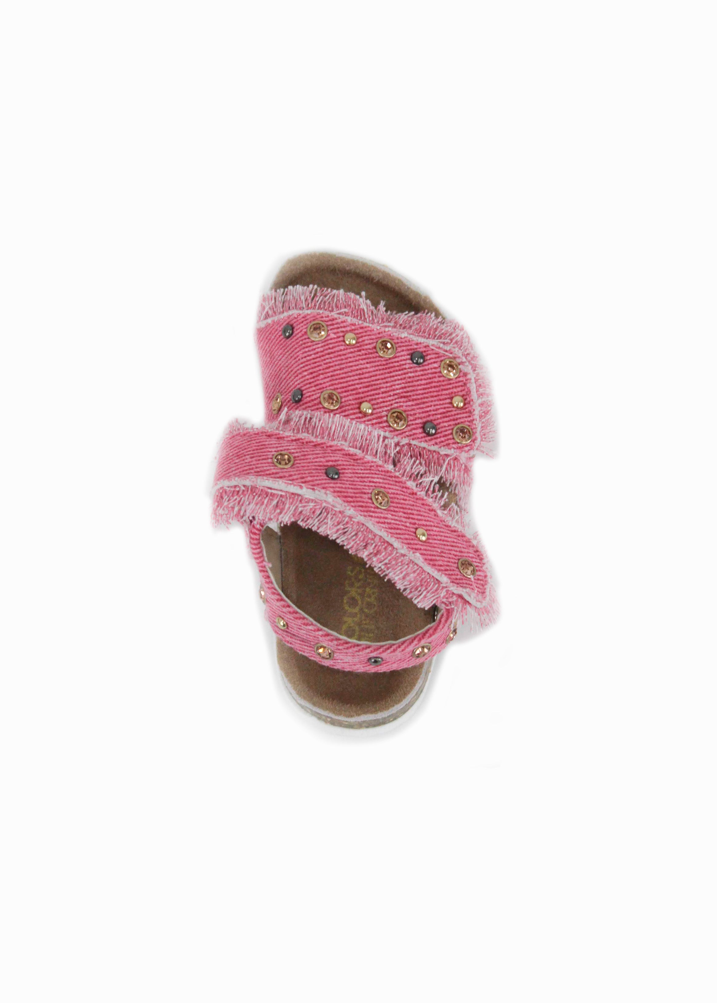 Colors of California Sandalo Denim Fucsia con Strass per Neonate