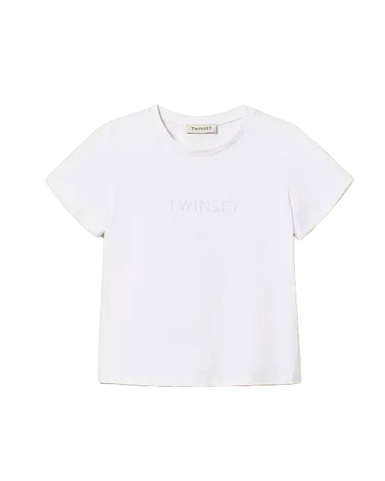 Twinset Kids T-Shirt Off-White con Logo per Bambine