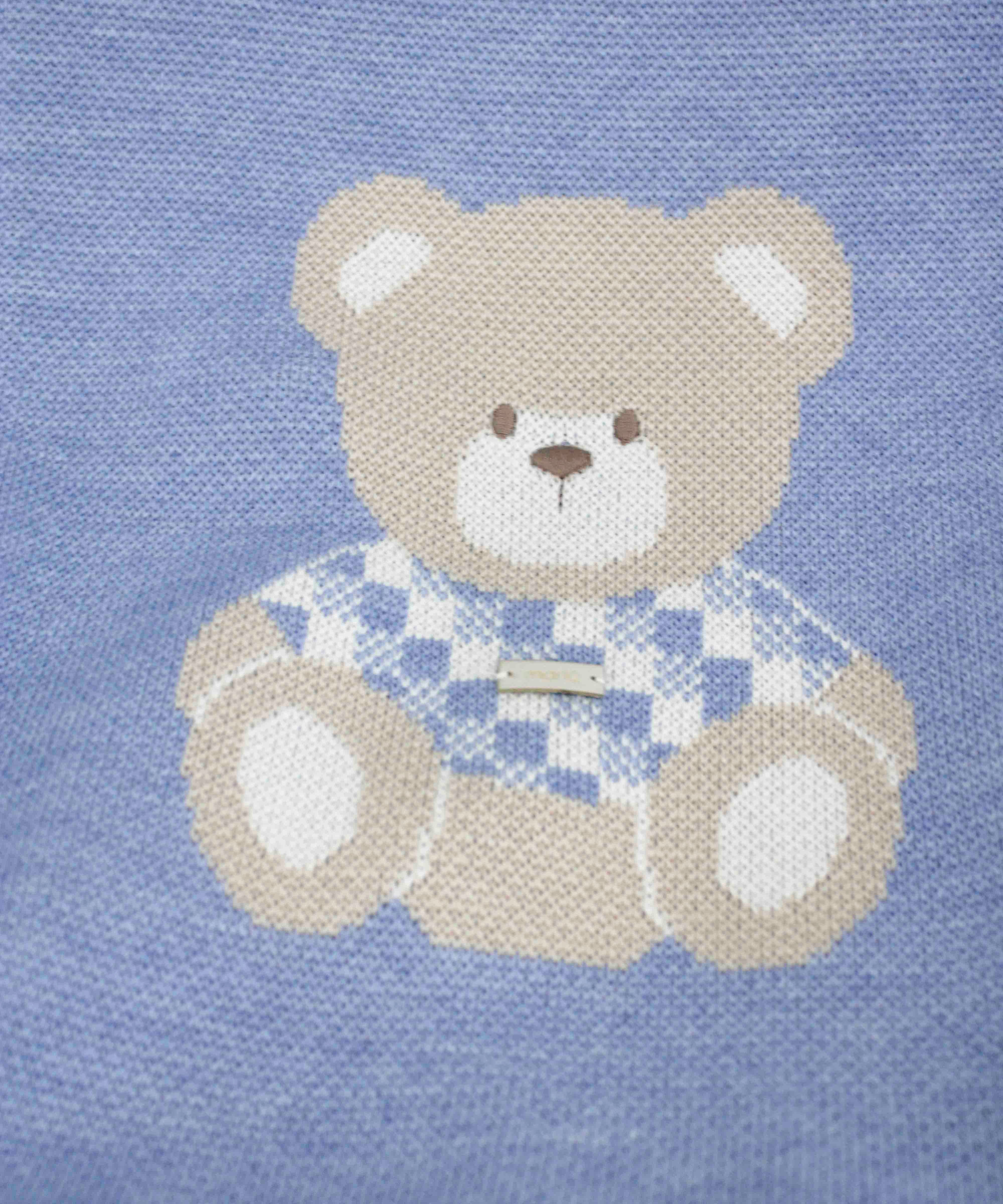 Marlù Coperta Celeste con Ricamo Bear per Neonati (dettaglio)