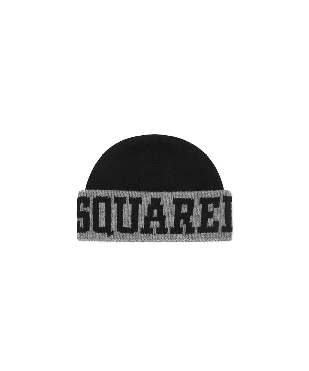 Dsquared2 Kids Cappellino Nero in Lana con Logo per Neonati