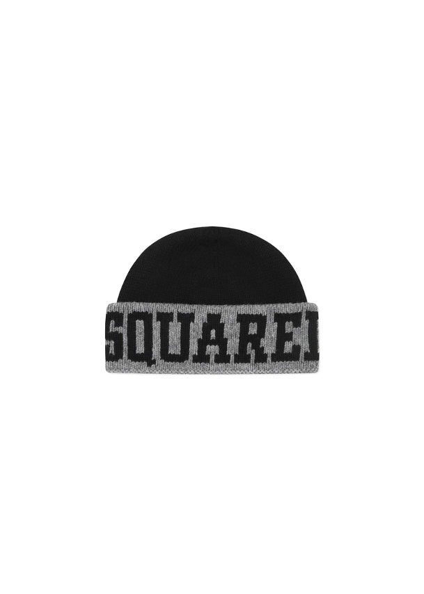 Dsquared2 Kids Cappellino Nero in Lana con Logo per Neonati