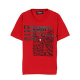 Dsquared2 Kids T-Shirt Rossa con D2 Headquarter per Bambini
