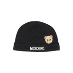 **Moschino Kids Cappellino Nero in Cotone con Stampa Teddy Bear e Logo Unisex per Neonati**