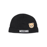 **Moschino Kids Cappellino Nero in Cotone con Stampa Teddy Bear e Logo Unisex per Neonati**