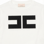 Elisabetta Franchi La Mia Bambina T-shirt Avorio con Logo Tono su Tono per Neonate