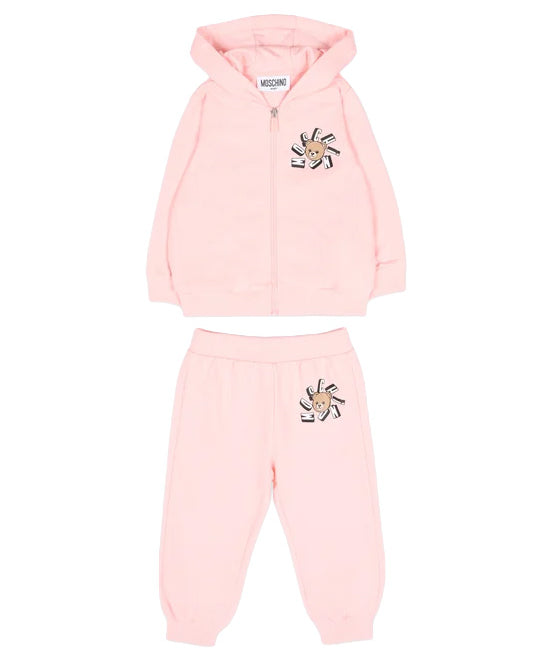 Moschino Kids Completo Felpa e Pantalone Azalea Pink per Neonate