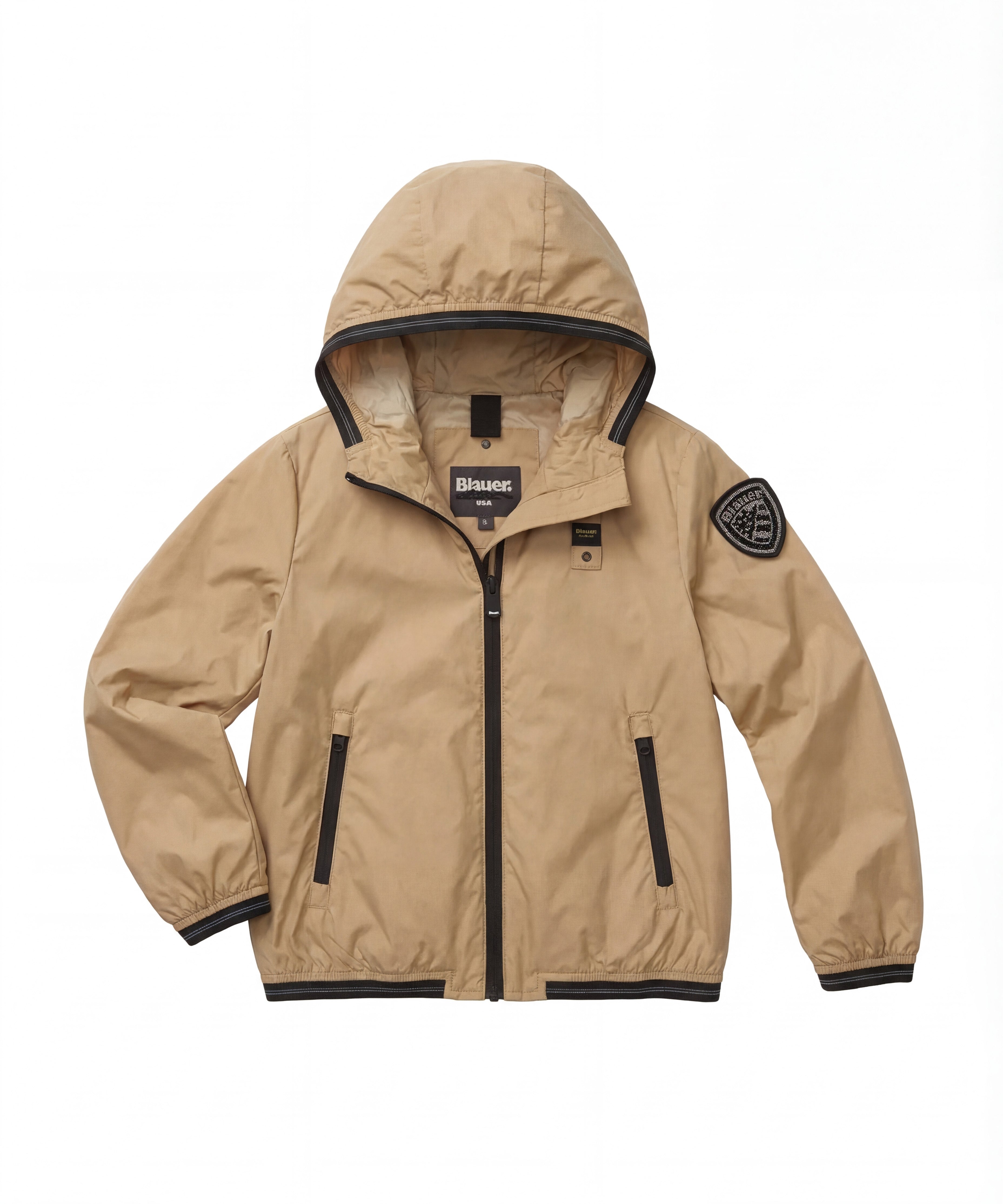 Blauer Kids Giacca a Vento Beige Scuro con Cappuccio in Nylon per Bambine