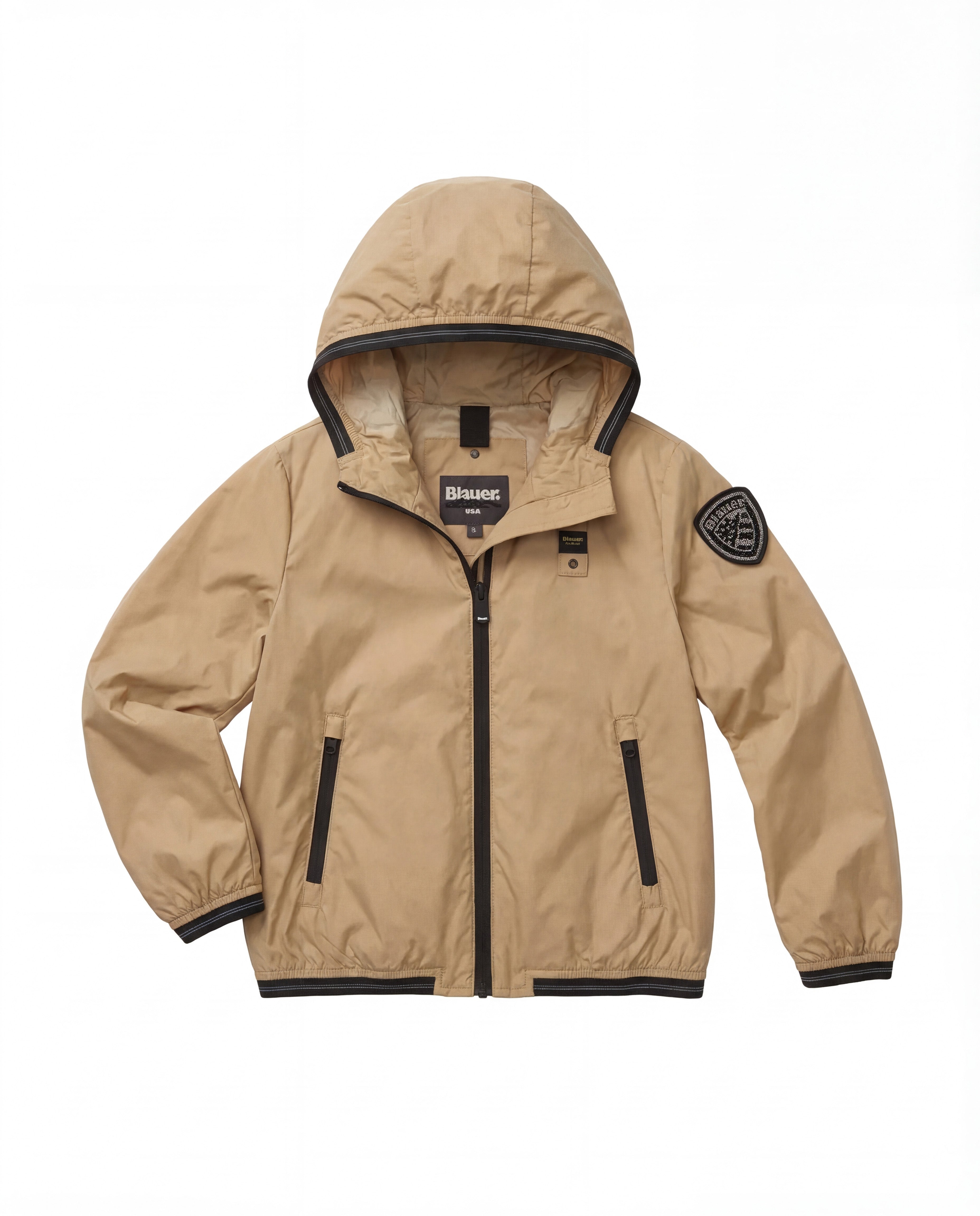 Blauer Kids Giacca a Vento Beige Scuro con Cappuccio in Nylon per Bambine