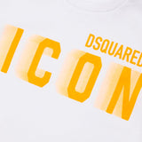 Dsquared2 Kids T-shirt Bianca con Logo Fluo Speed per Bambini (dettaglio)