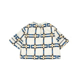 Elisabetta Franchi La Mia Bambina Blusa Crop Bianco/Blu con Motivo Catene All-Over per Bambine