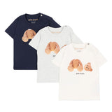 Palm Angels Kids Tripack T-Shirt Blu Grigio e Bianco per Neonati