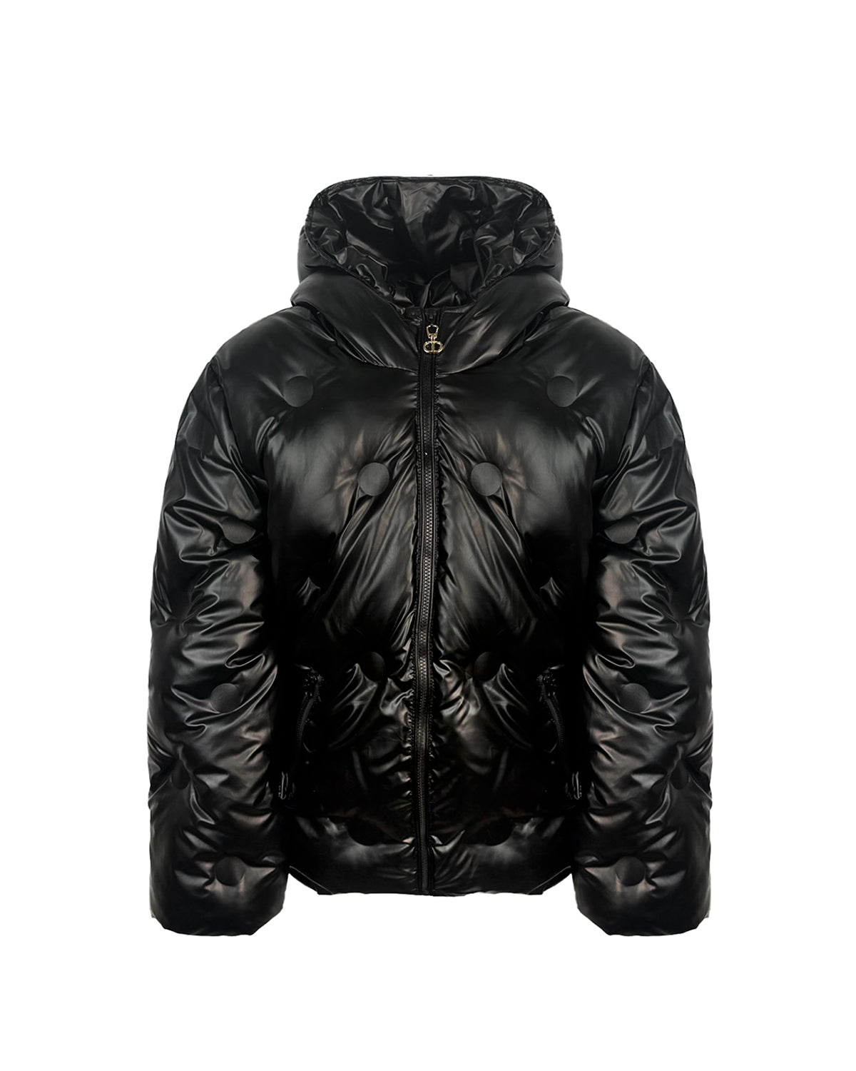 Twinset Kids Bomber Nero con Cappuccio per Bambine