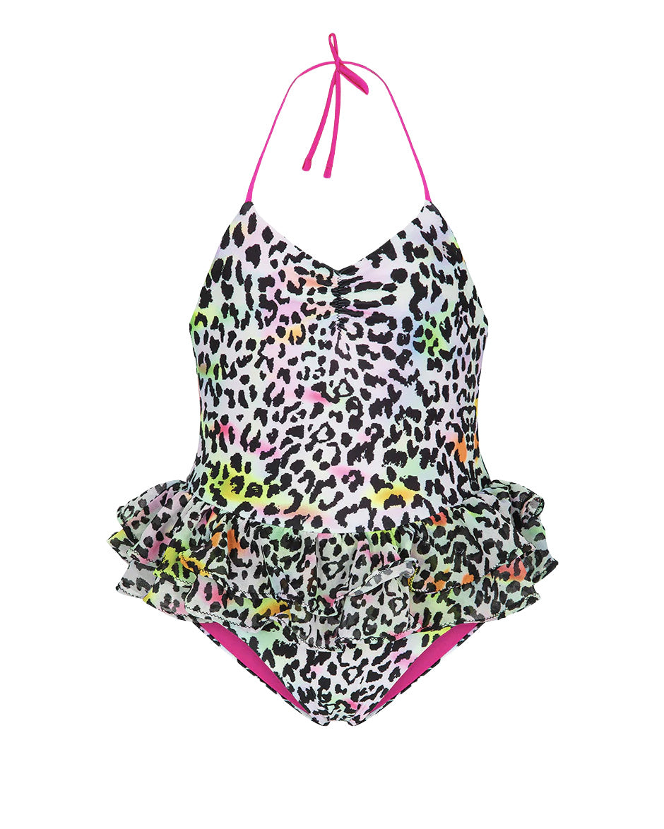F**K Kids Costume Intero Fantasia Leopardato Multicolor per Neonate