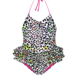 F**K Kids Costume Intero Fantasia Leopardato Multicolor per Neonate