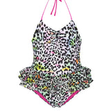F**K Kids Costume Intero Fantasia Leopardato Multicolor per Neonate