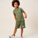 Moschino Kids Polo Verde con Logo Teddy Bear per Bambini