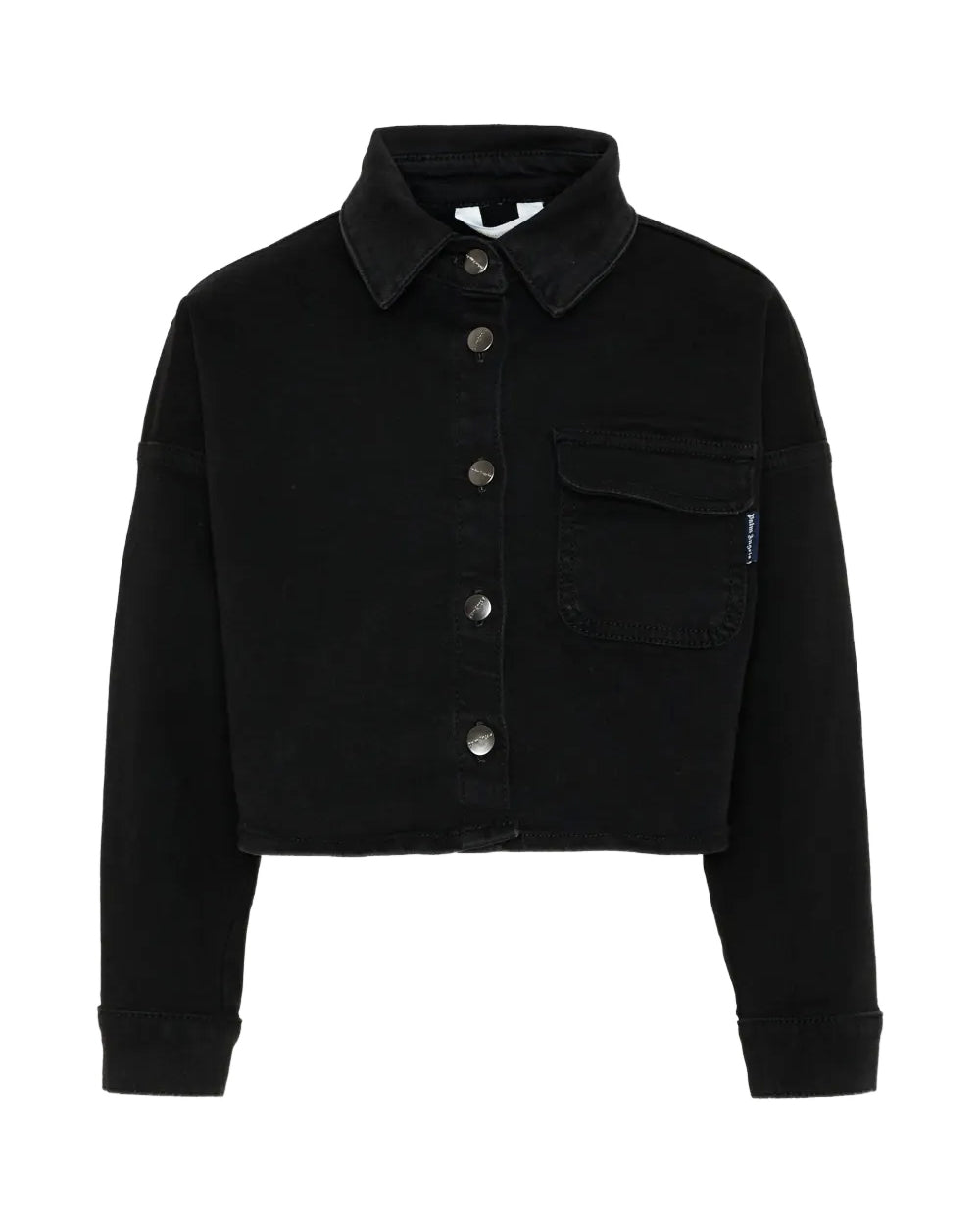 Palm Angels Kids Camicia in Denim Nero con Stampa Logo per Bambine