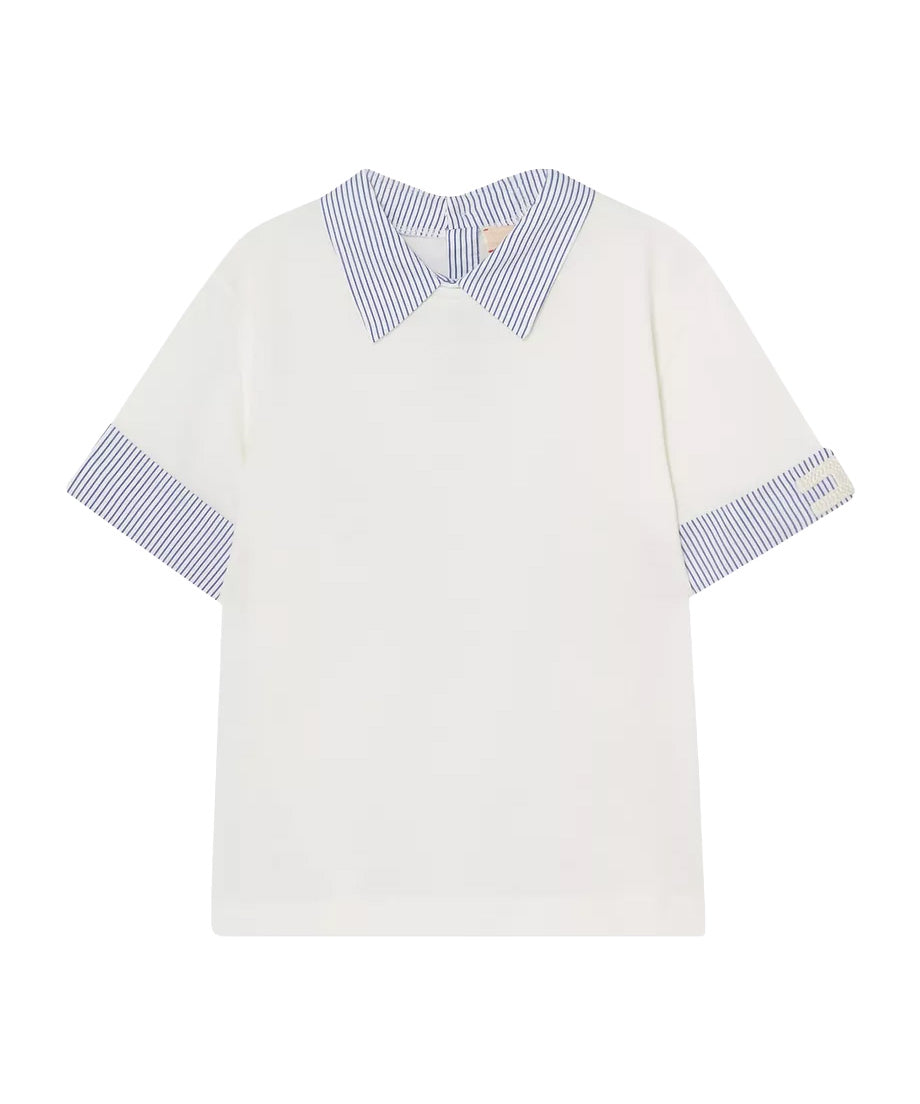 Elisabetta Franchi La Mia Bambina T-Shirt Avorio/Celeste per Bambine
