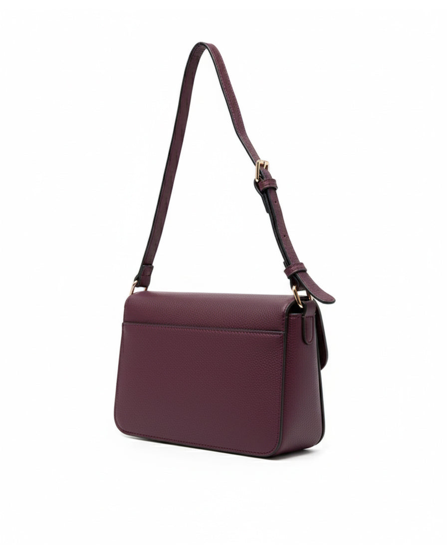Msgm Kids Borsetta a Spalla Bordeaux con Stampa Logo Maxi MSGM a Contrasto per Bambine