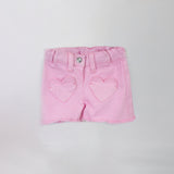 Minibanda Short Rosa con Ricamo Fiori per Neonate