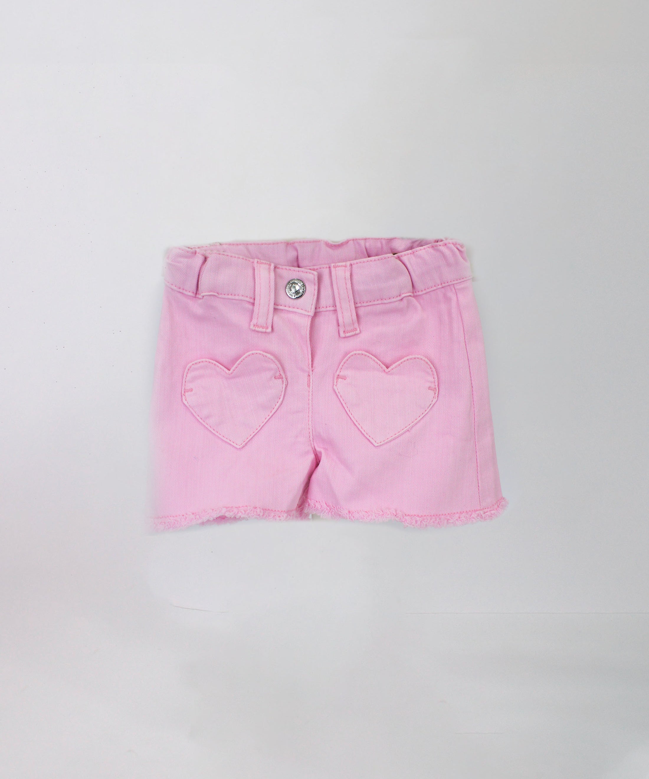 Minibanda Short Rosa con Ricamo Fiori per Neonate