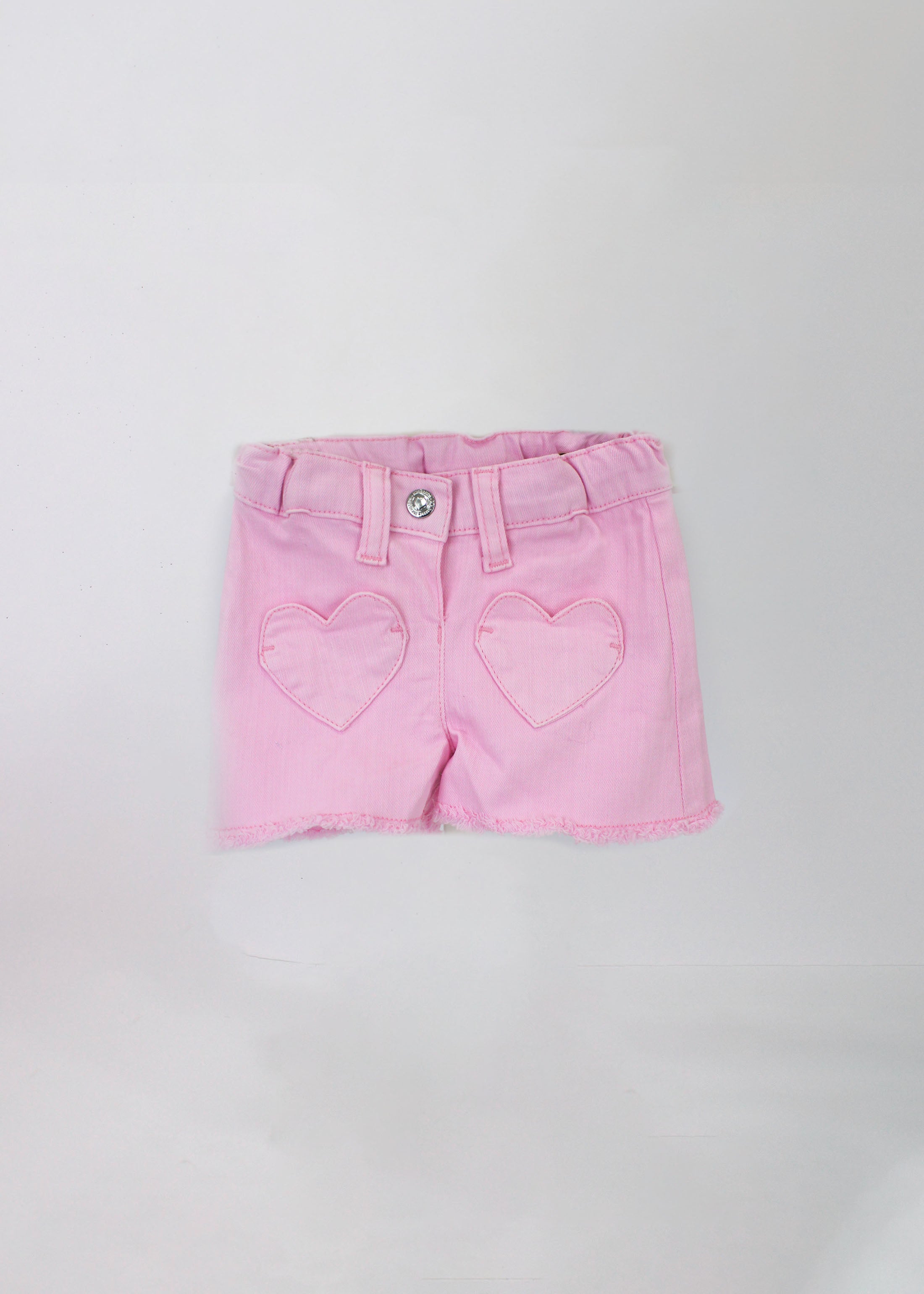 Minibanda Short Rosa con Ricamo Fiori per Neonate